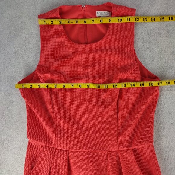 Bisou Bisou Textured Knit Coral Sleeveless Midi Dress w/ Pockets Size 10 - Picture 8 of 12